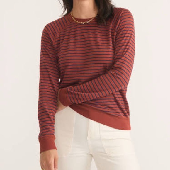 Marine Layer Tops - Marine Layer Reversible Raglan Long Sleeve Top Sz Small in Clay/Navy Stripe EUC
